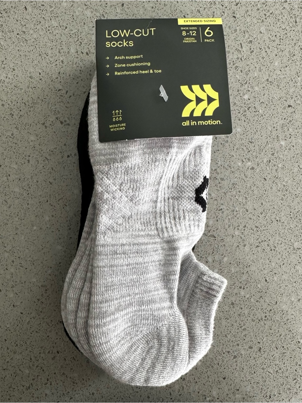 All in Motion Women's Extended Size Cushioned 6pk Low Cut Socks